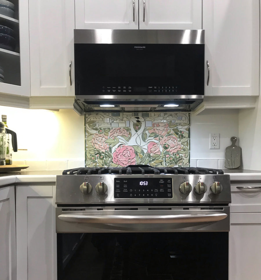 Custom Porcelain Mosaic Backsplash / Fireplace / Art