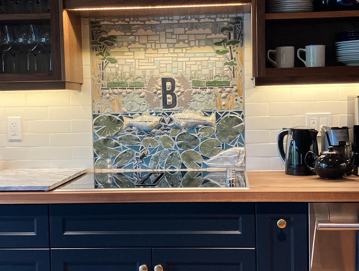 Custom Porcelain Mosaic Backsplash / Fireplace / Art