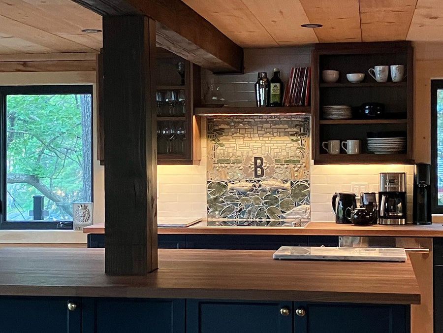 Custom Porcelain Mosaic Backsplash / Fireplace / Art