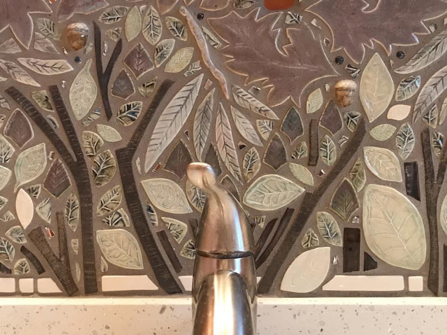 Custom Porcelain Mosaic Backsplash / Fireplace / Art