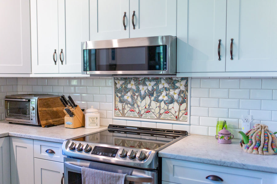 Custom Porcelain Mosaic Backsplash / Fireplace / Art