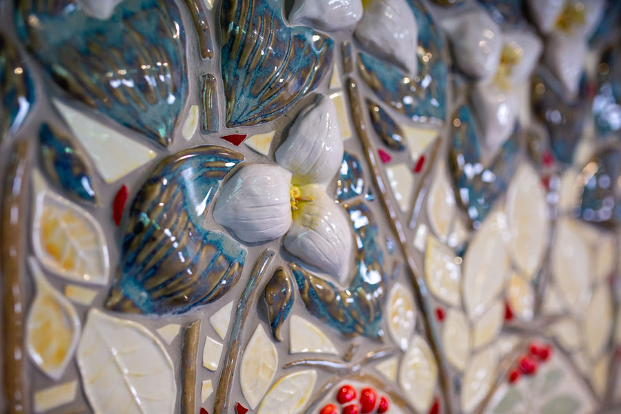 Custom Porcelain Mosaic Backsplash / Fireplace / Art